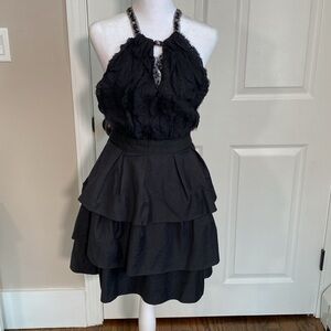 MUST GO BY 6/30 BCBG Max Azria Black Tiered Gemstone Halter Mini Dress